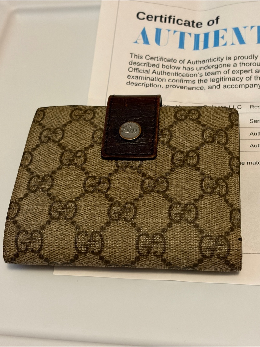 Gucci Beige/Brown GG Monogram Card Holder Wallet